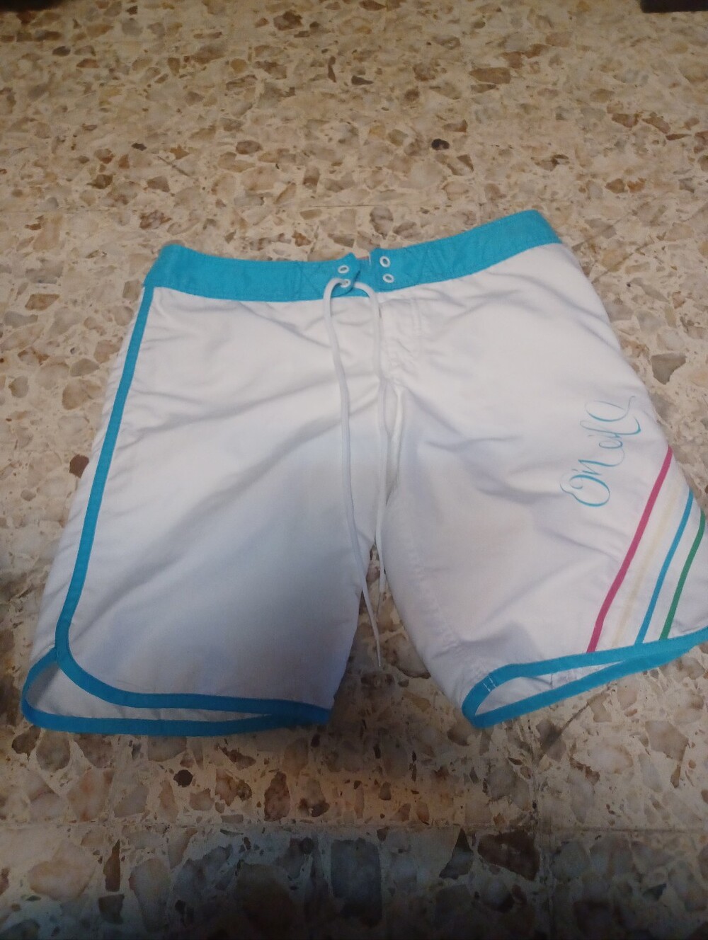 Vintage O'Neill Junior Women's Board Shorts 5 White & Blue Flowers